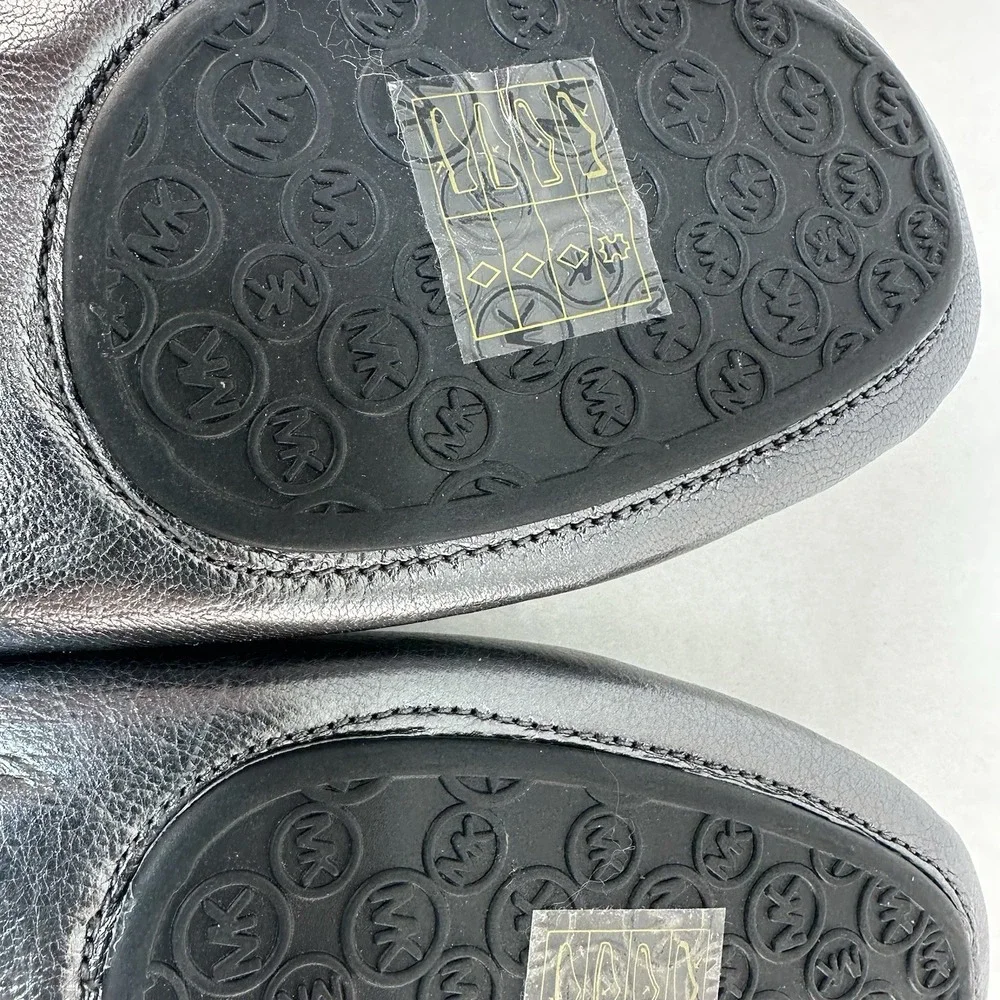 Michael Kors Women's Metallic Pewter Leather Loafers Size 7M Slip On Flats